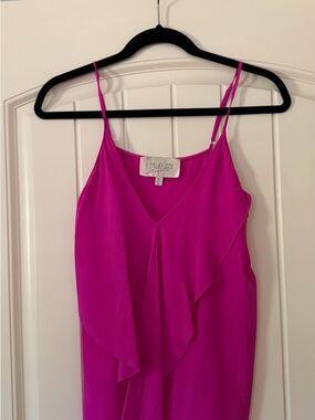 Rory Beca Magenta Ruffle V-Neck Spaghetti Strap Tank